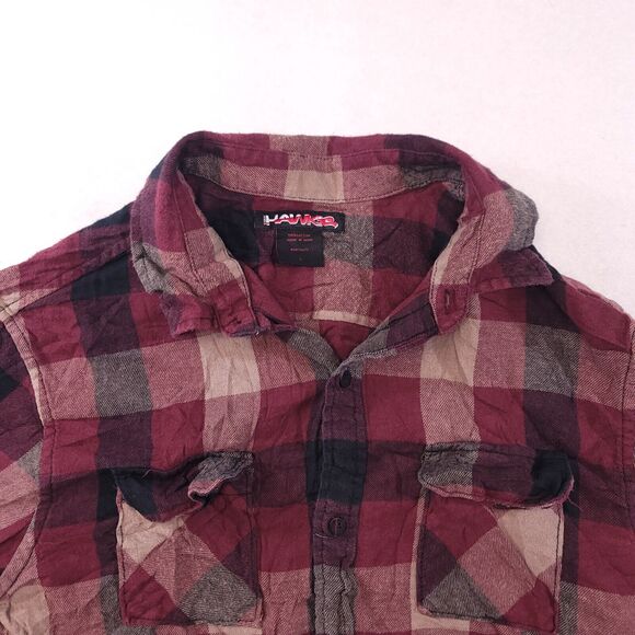 Tony Hawk Gingham Flannel Casual Button Up Shirt Mens Size Large L Red Beige - Picture 1 of 11